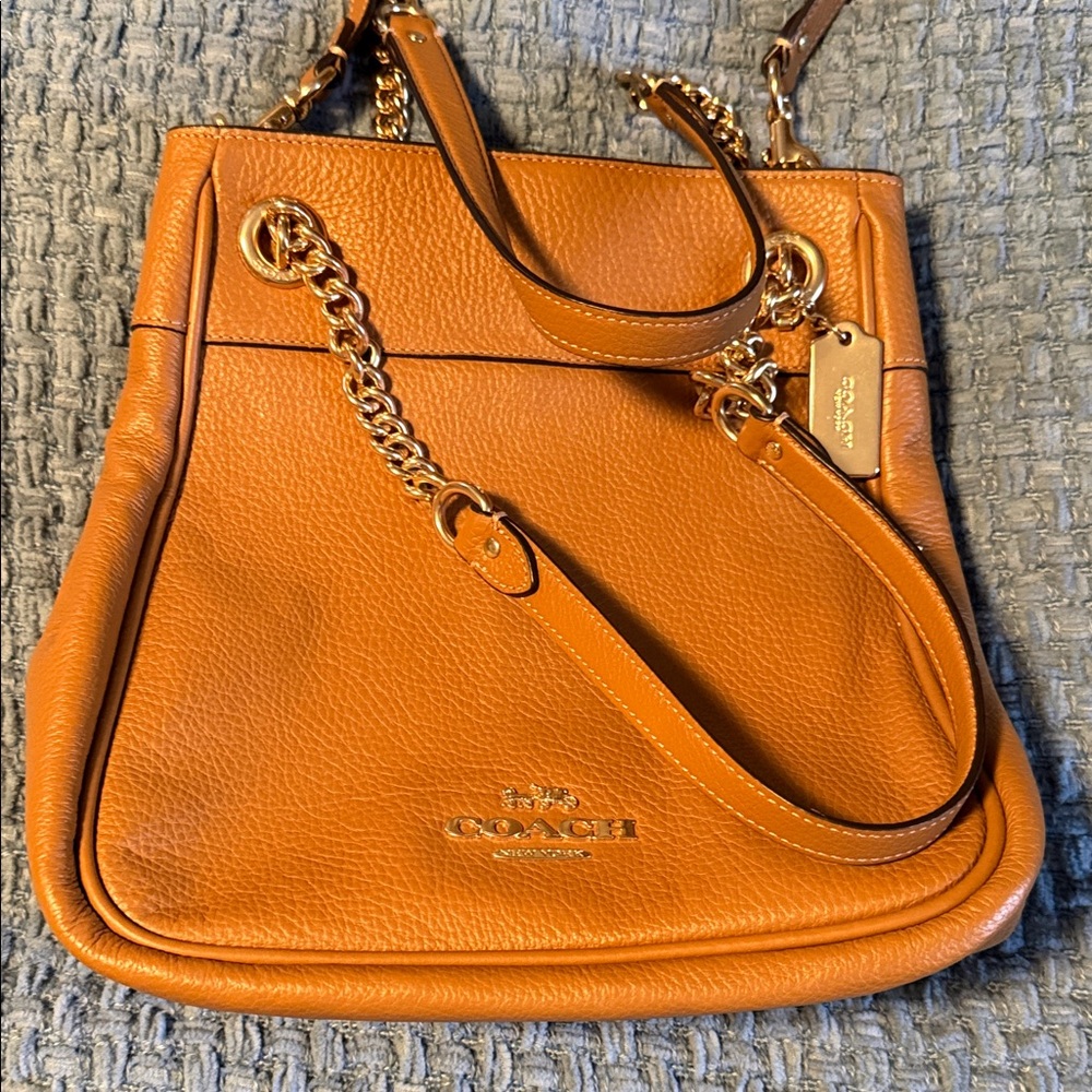 Coach Pebbled Leather Shoulder Bag in Tan